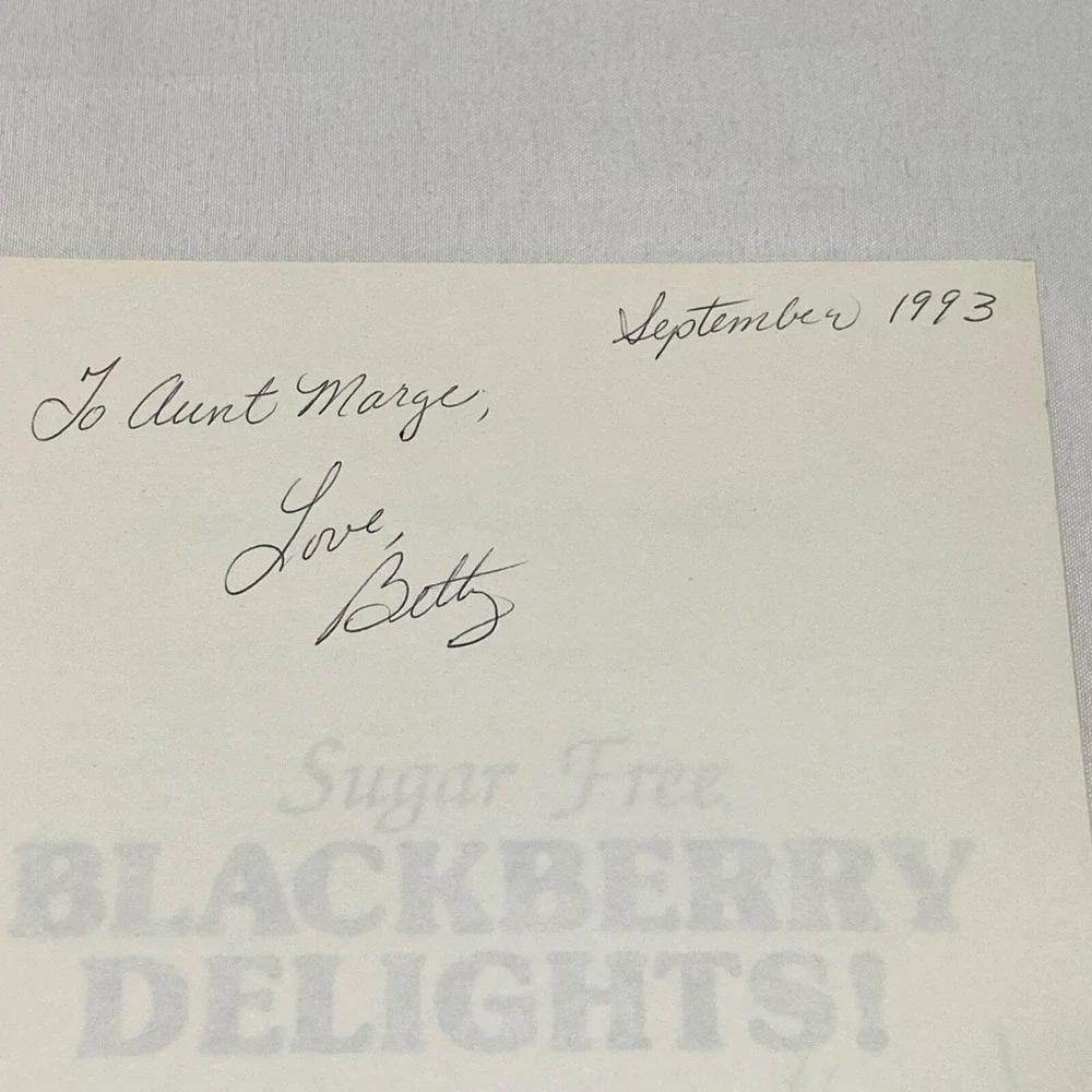 Vintage‎ Sugar Free Blackberry Delights Cookbook Lynda Harter Author Signed 1990